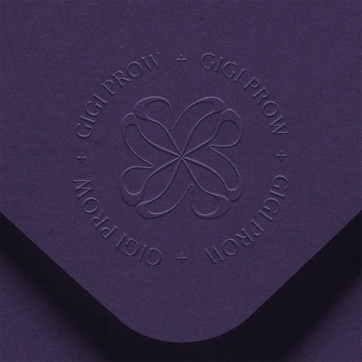 Luxury stationery and envelope design for Gigi Prow brand identity