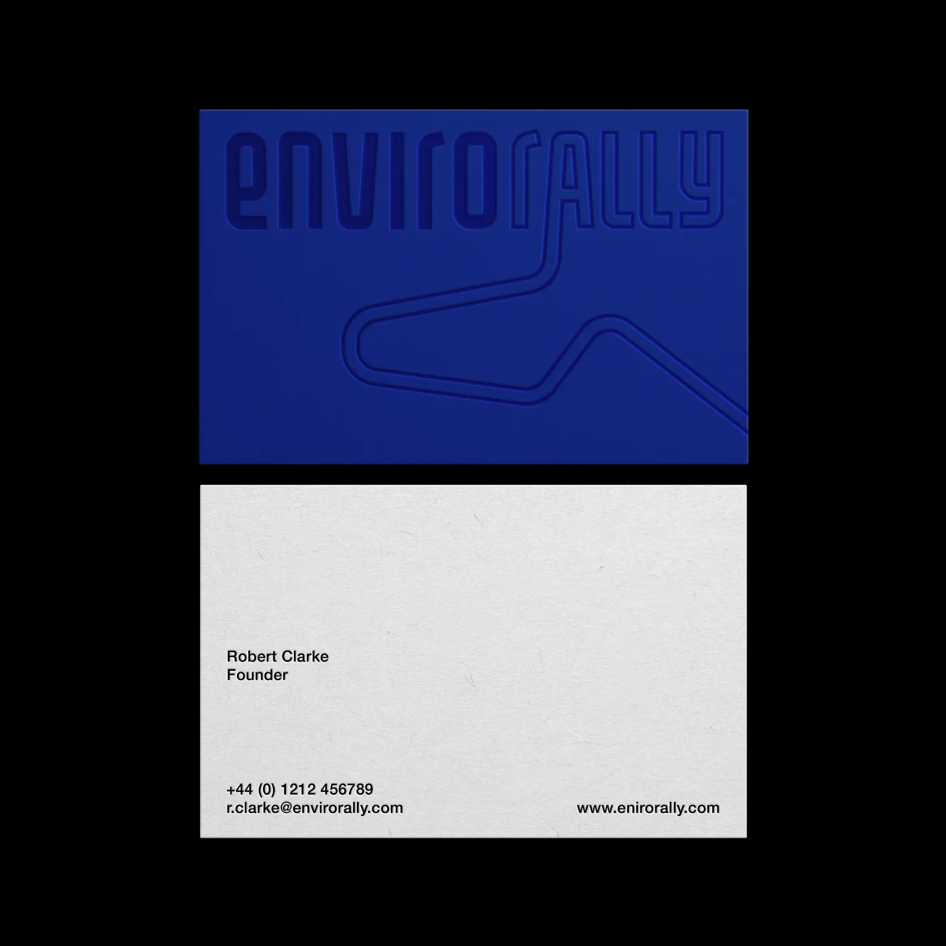 Business card design for an electric vehicle rally company