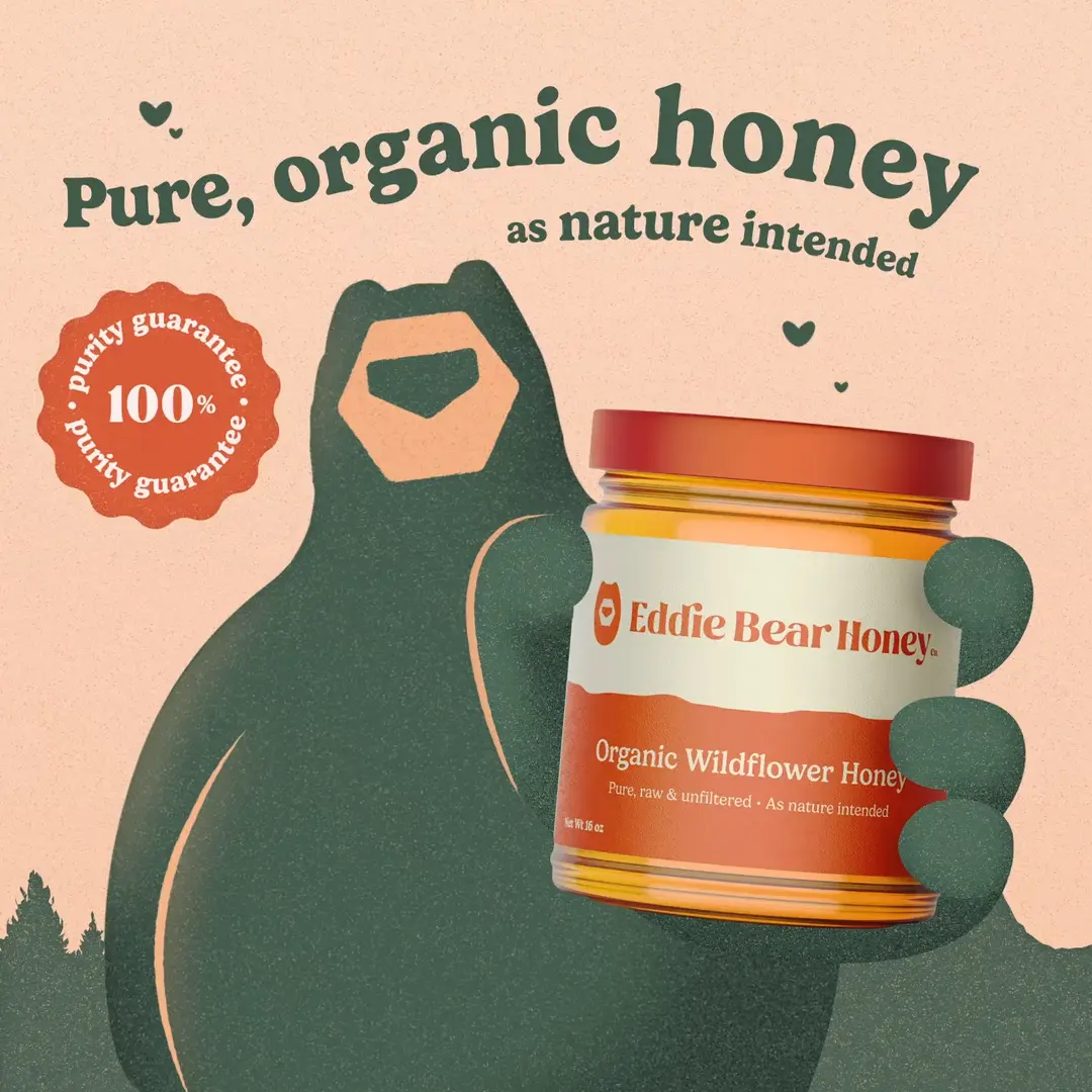 Mascot design and animation, and food packaging design for a Nashville honey company